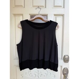 Athleta Black Sleeveless Knit Trim Top Athletic Athleisure Size‎ XL